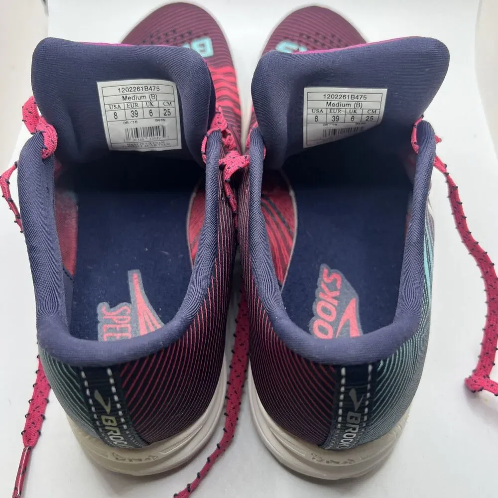 Brooks Women's Running Shoes in Maroon, Pink & Teal - Picture 8 of 10